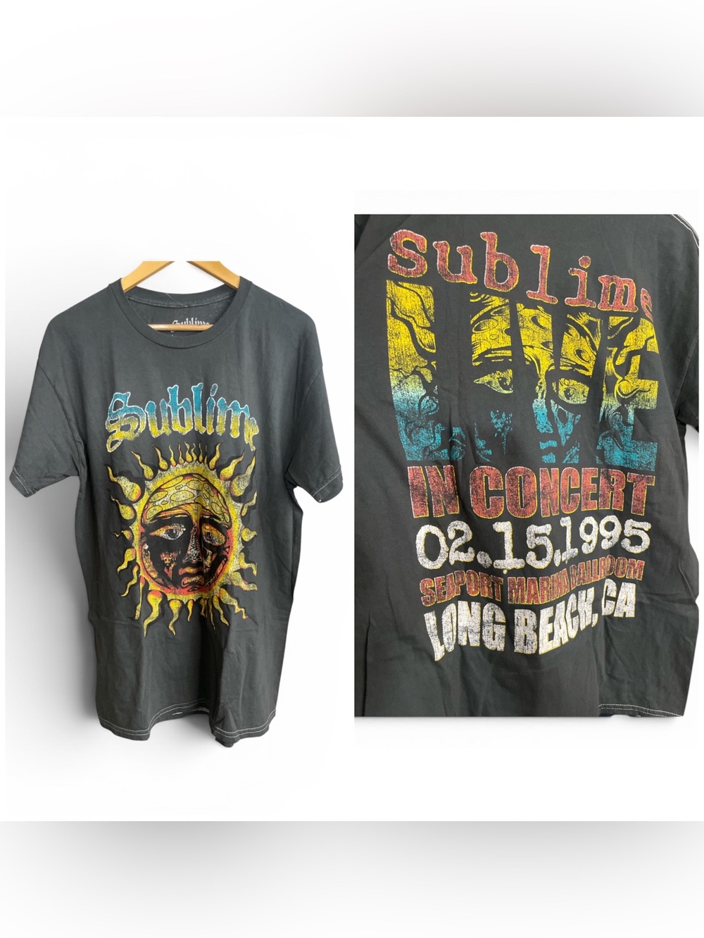 Sublime Concert Graphic Tee - Black with Yellow & Teal Sun unisex